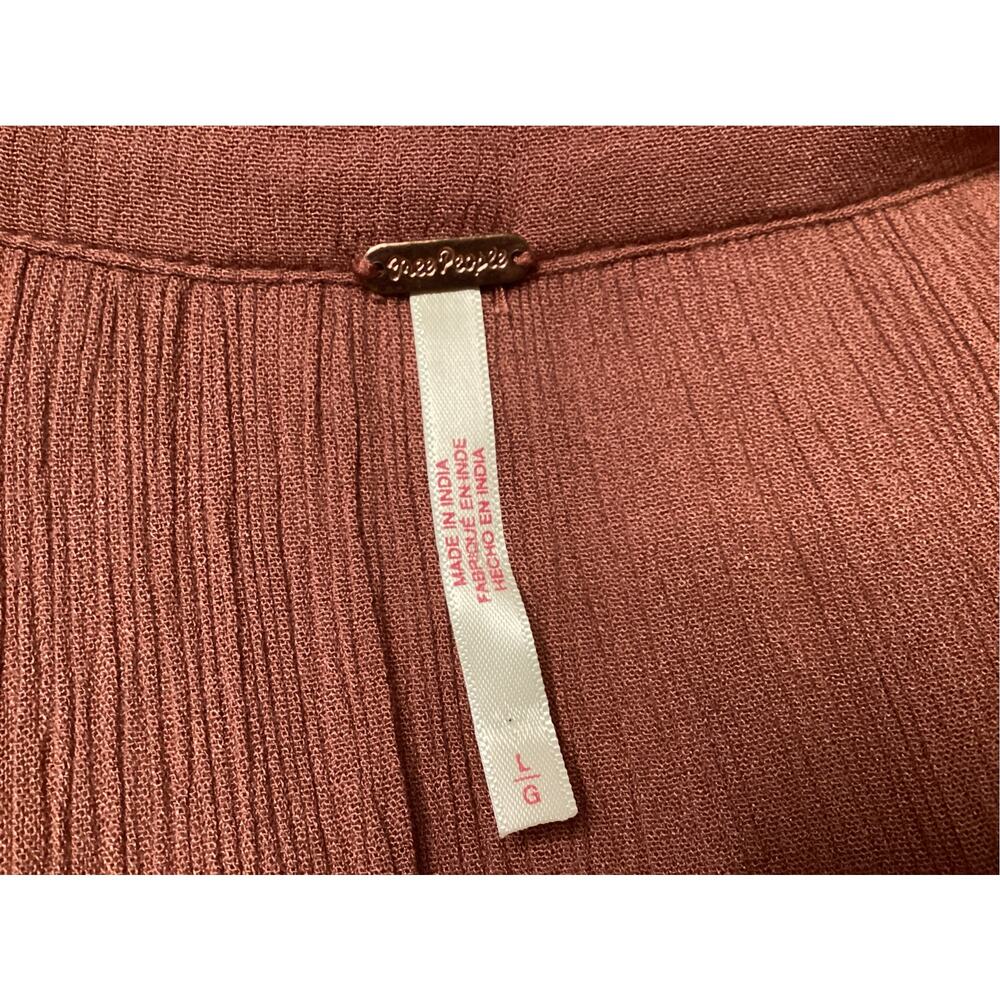 Free People plenty of love maxi dress plunging neckline button-front tie waist L - Picture 6 of 7